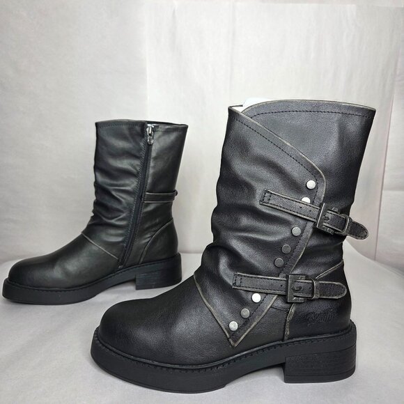 NWT Blowfish Malibu Venice Black Distressed Vegan Faux Leather Boots - Picture 1 of 6